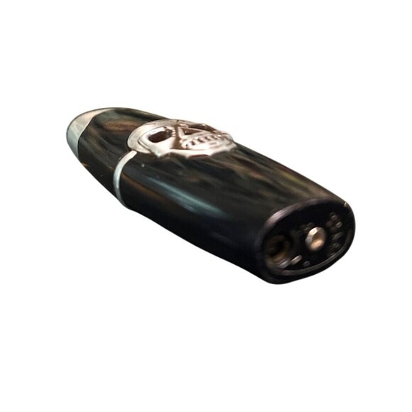 Refillable Black & Silver Lighter With Skull Design And Red Eyes - Picture 4 of 5